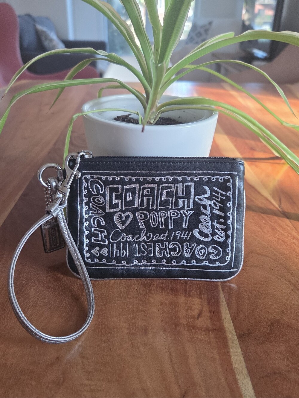 Coach Black Poppy Wristlet
